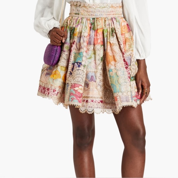 Zimmermann linen-blend Cosmic Zodiac Dooley skirt NWT size 0